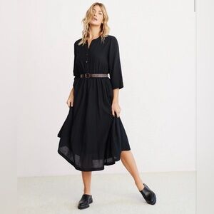 NWT JENNI KAYNE Seersucker Shirt Dress Black orig $325